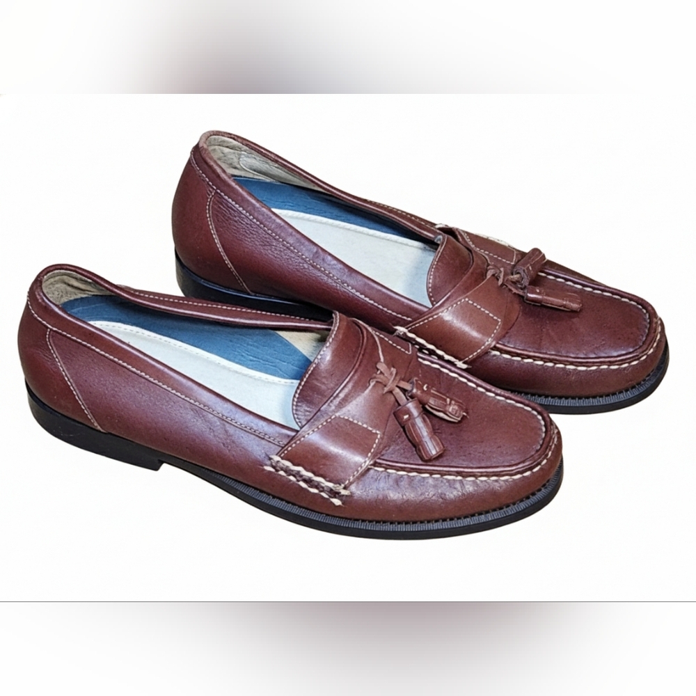 Dockers Rich Brown Leather Loafers With Tassels Comfort Slip Ons